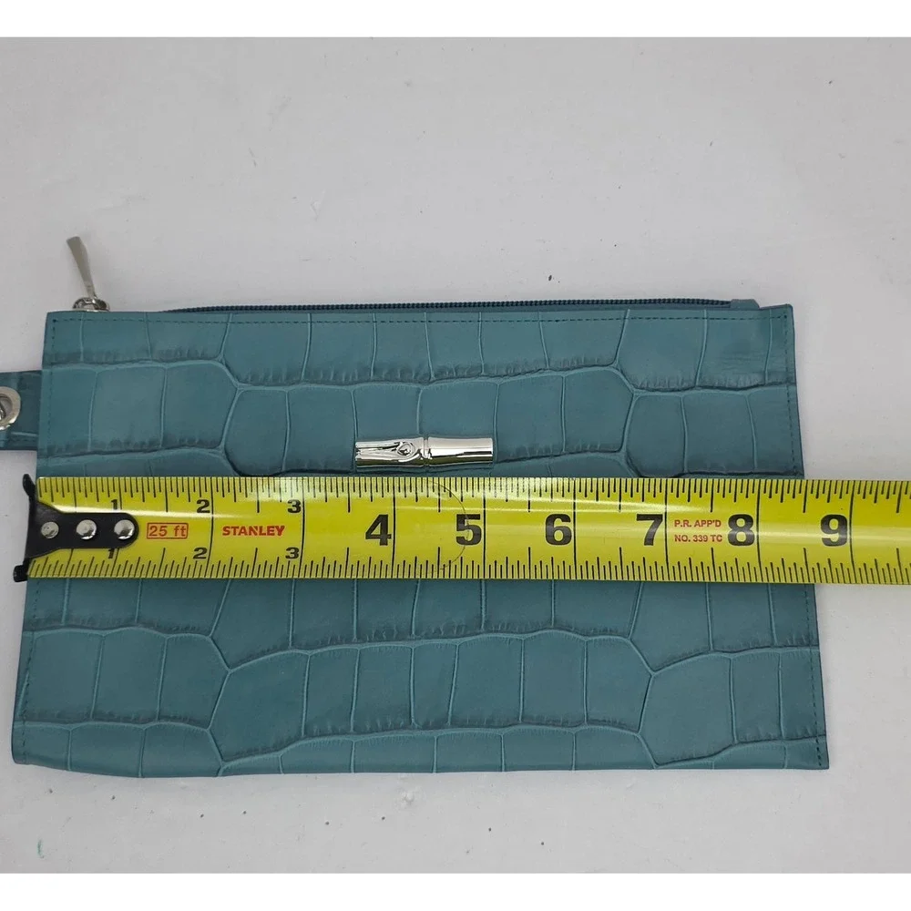 Longchamp Roseau Croco Leather‎ Wristlet Clutch Jade Green L2541 858 323 NEW